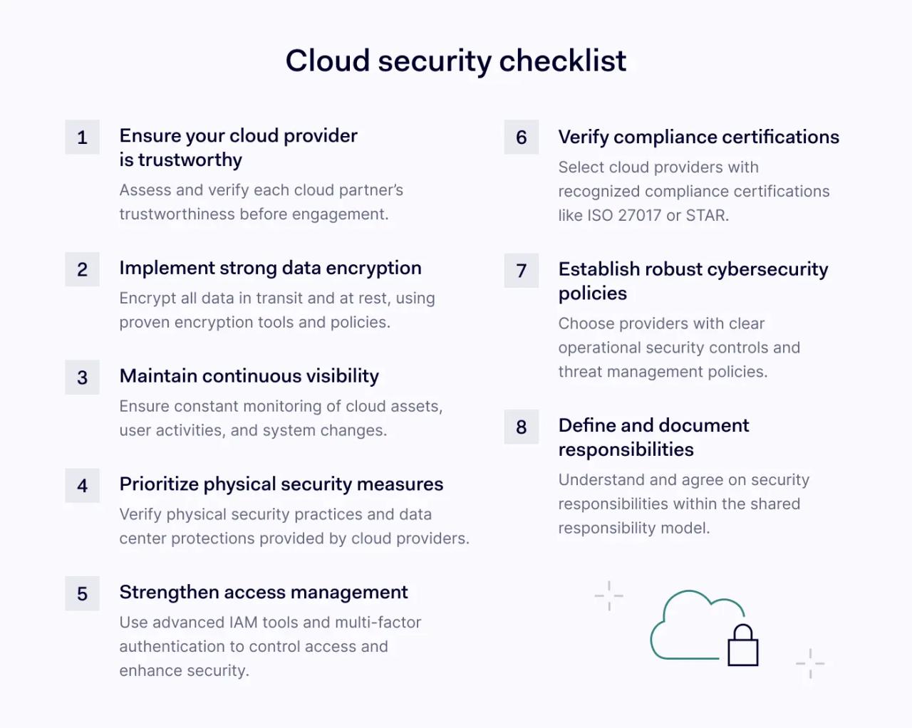 Cloud security checklist