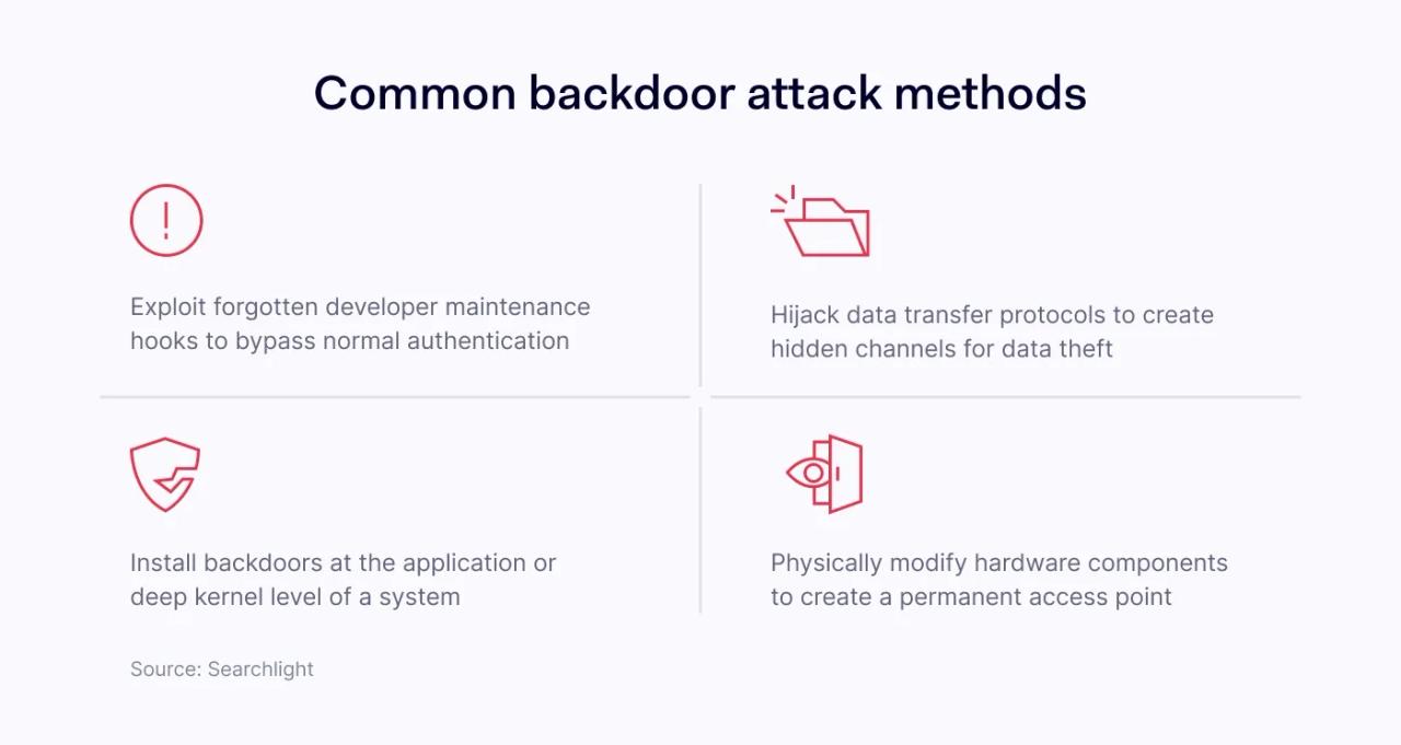 Types of backdoor attacks